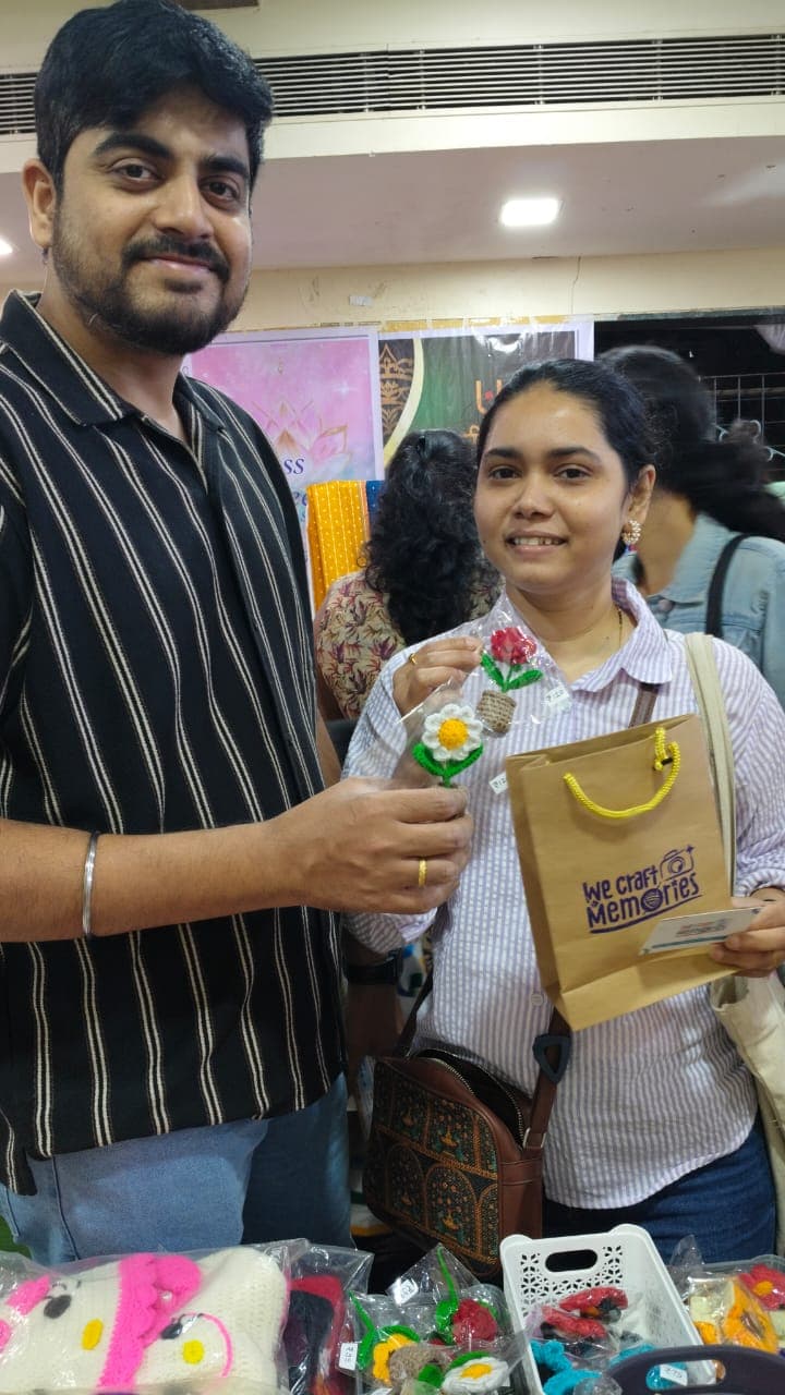 Customers visiting our crochet products stall