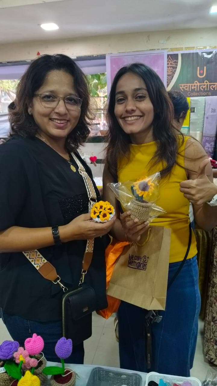 Customers visiting our crochet products stall